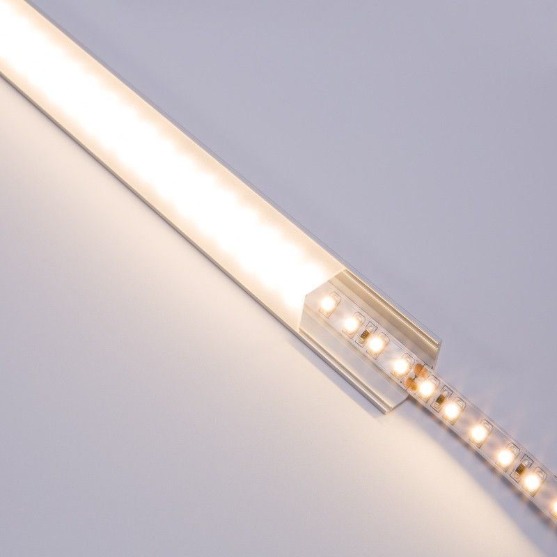 Alu1616 Corner 10mm Wide LED Profile for Phillips Hue LED Strip - Aluminium LED Channel C/W Square Clip-in Frosted Diffuser + End Caps + Mounting Clips.